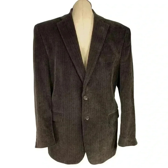 Chaps Blazer Sport Coat Men 42R Brown Corduroy 2 Button Classic Jacket Vented - Picture 1 of 12